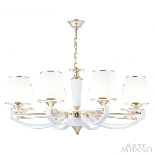 Люстра подвесная Florentia-2457 302457/8 Wh/Gd Arte Milano белая на 8 ламп, основание золотое в стиле современный арт-деко фото 4