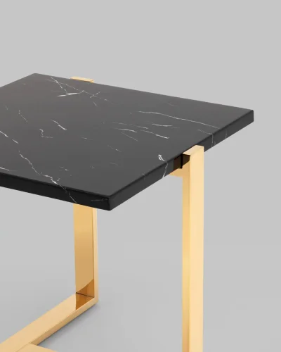 Журнальный столик Тоби 61*61, черный мрамор, сталь золото УТ000036328 Stool Group столешница чёрная из искусственный мрамор фото 5