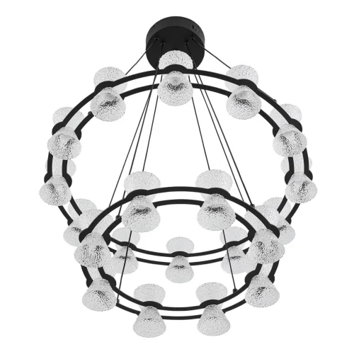 Люстра подвесная LED Vinora 8341/70L Lumion прозрачная на 1 лампу, основание чёрное в стиле современный хай-тек минимализм кольца фото 3