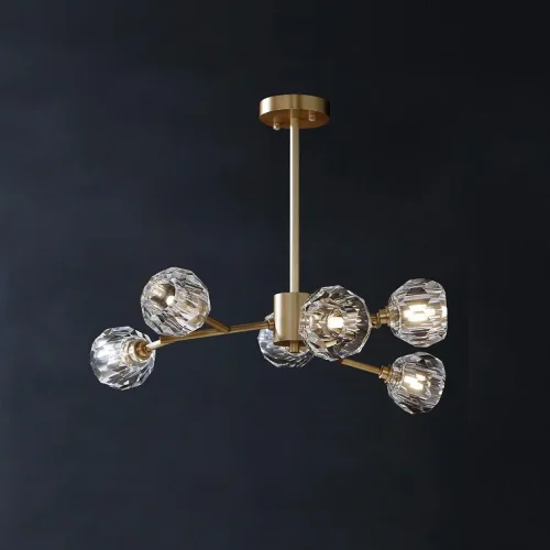 Люстра подвесная RH 6 179846-26 ImperiumLoft прозрачная на 6 ламп, основание латунь в стиле современный 