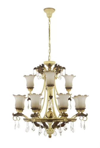 Люстра подвесная Gradara E 1.1.12.400 CA Dio D'Arte белая на 12 ламп, основание жёлтое золотое в стиле классический 