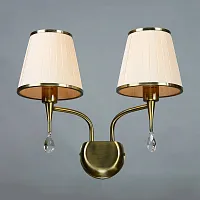Бра Серия 01625 MA01625W/002 Bronze Cream Ambiente by Brizzi бежевый на 2 лампы, основание бронзовое в стиле современный 