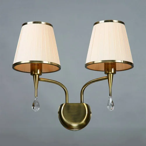 Бра Серия 01625 MA01625W/002 Bronze Cream Ambiente by Brizzi бежевый на 2 лампы, основание бронзовое в стиле современный 