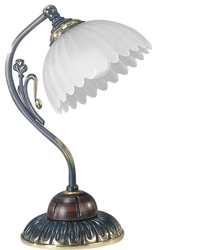 Настольная лампа P 2610 Reccagni Angelo белая 1 лампа, основание бронзовое коричневое латунь дерево металл в стиле классический  фото 2