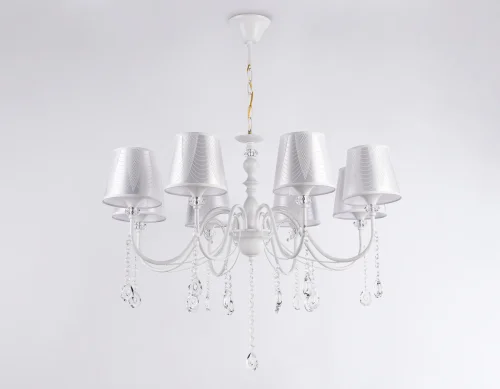 Люстра подвесная TR4605 Ambrella light белая на 8 ламп, основание белое в стиле классический прованс современный  фото 5