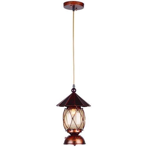Светильник подвесной Maceira OML-58306-01 Omnilux янтарный прозрачный 1 лампа, основание коричневое в стиле кантри 