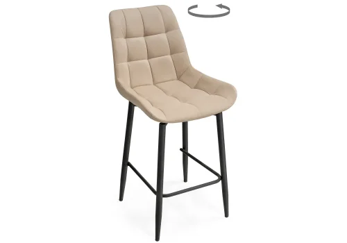 Полубарный стул Алст К крутящийся бежевый / черный 502281 Woodville, бежевый/велюр, ножки/металл/чёрный, размеры - ****500*580