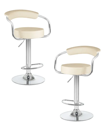 Стул барный набор 2 шт. SET-2 5013-LM MARTA, цвет сиденья кремовый, цвет основания хром Dobrin, /экокожа, ножки/металл/хром, размеры - 830*1040***520*490 Стул барный набор 2 шт. SET-2 5013-LM MARTA, цвет сиденья кремовый, цвет основания хром Dobrin, /экокожа, ножки/металл/хром, размеры - 830*1040***520*490