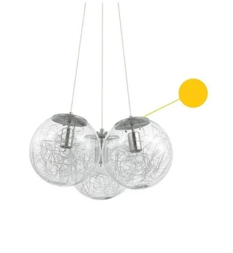 Светильник подвесной MAPA SAT SP3 OTTONE Ideal Lux прозрачный на 3 лампы, основание латунь в стиле современный шар