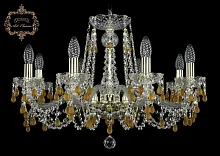 Люстра подвесная хрустальная 11.24.8.220.Gd.V1003 Bohemia Art Classic прозрачная на 8 ламп, основание золотое в стиле классика 
