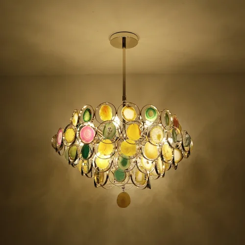 Люстра подвесная AGATE 1D60 186181-26 ImperiumLoft разноцветная на 12 ламп, основание золотое в стиле современный  фото 3