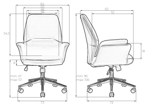 Офисное кресло для руководителя 125B-LMR SAMUEL, цвет серый Dobrin, серый/экокожа, ножки/металл/хром, размеры - 960*1060***640*650 фото 8