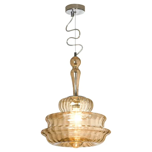 Светильник подвесной LSP-8504 Lussole янтарный бежевый 1 лампа, основание хром в стиле современный выдувное