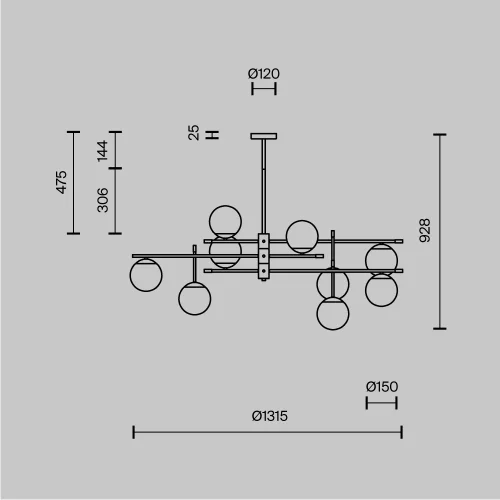 Люстра на штанге Nostalgia MOD048PL-09G Maytoni белая на 9 ламп, основание матовое золото в стиле современный шар фото 12 Люстра на штанге Nostalgia MOD048PL-09G Maytoni белая на 9 ламп, основание матовое золото в стиле современный шар фото 12