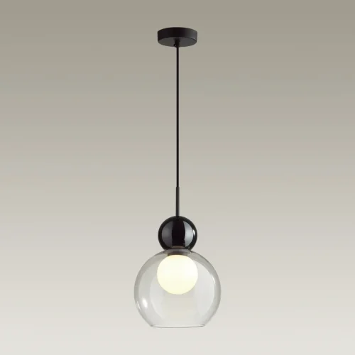 Светильник подвесной Blacky 5021/1 Odeon Light белый 1 лампа, основание чёрное в стиле современный шар фото 4