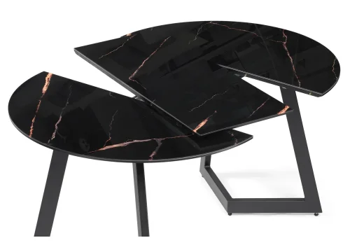 Стеклянный стол Алингсос 100(140)х100х76 обсидиан / черный 532386 Woodville столешница чёрная из стекло фото 7