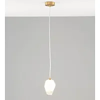 Светильник подвесной Catris V10312-1P Moderli белый 1 лампа, основание латунь в стиле современный 