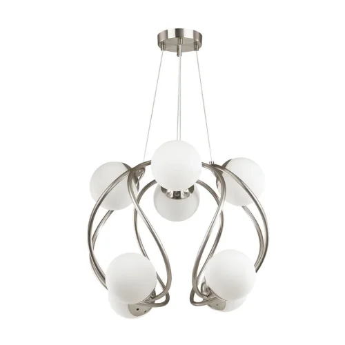 Люстра подвесная Slota 4807/8 Odeon Light белая на 8 ламп, основание никель в стиле современный шар фото 2