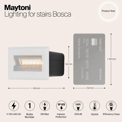 Подсветка для лестниц LED Bosca O045SL-L3W3K Maytoni уличный IP65 белый на 1 лампу, плафон белый в стиле современный хай-тек LED фото 10