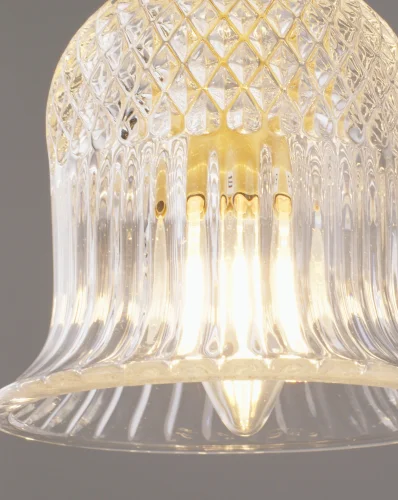 Светильник подвесной Glassy V10905-P Moderli прозрачный 1 лампа, основание золотое в стиле современный выдувное фото 4