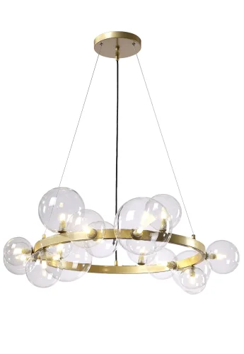 Люстра подвесная AGATA SP15 V2 GOLD/TRANSPARENTE Crystal Lux прозрачная на 15 ламп, основание золотое в стиле современный шар фото 3
