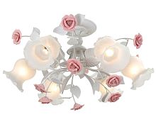 Люстра потолочная Fiori di rose 114.6 Lucia Tucci белая на 6 ламп, основание белое в стиле прованс флористика Люстра потолочная Fiori di rose 114.6 Lucia Tucci белая на 6 ламп, основание белое в стиле прованс флористика