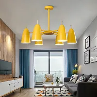 Люстра на штанге PINNACLE D70 Yellow 195499-26 ImperiumLoft жёлтая на 6 ламп, основание жёлтое в стиле современный 