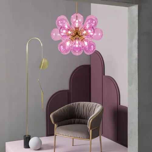Люстра потолочная GRAPE MILK Blue 101644-26 ImperiumLoft голубая на 18 ламп, основание латунь в стиле минимализм фото 11
