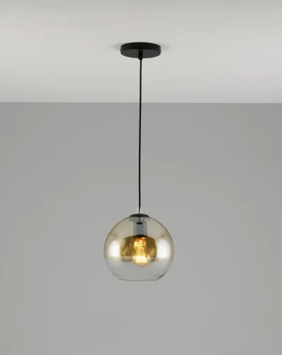 Светильник подвесной Silestia V1691-1P Moderli прозрачный янтарный 1 лампа, основание чёрное в стиле современный лофт 