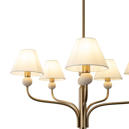 Люстра на штанге Aurelia FR2058PL-05BS Freya белая на 5 ламп, основание латунь в стиле классический кантри американский фото 4 Люстра на штанге Aurelia FR2058PL-05BS Freya белая на 5 ламп, основание латунь в стиле классический кантри американский фото 4