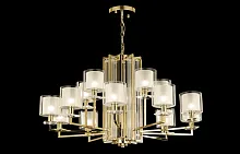 Люстра подвесная NICOLAS SP-PL10+5 GOLD/WHITE Crystal Lux прозрачная на 15 ламп, основание золотое в стиле модерн 