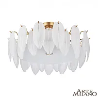 Люстра потолочная AM-Rim 315009/D600 BS Arte Milano белая на 8 ламп, основание латунь в стиле современный 