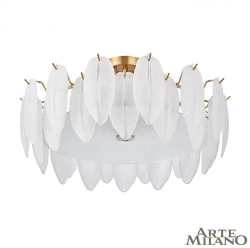 Люстра потолочная AM-Rim 315009/D600 BS Arte Milano белая на 8 ламп, основание латунь в стиле современный 