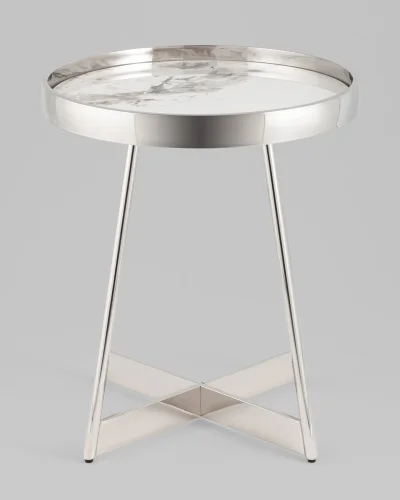 Журнальный столик Гера 50*50, белая керамика, сталь серебро УТ000039404 Stool Group столешница белая из керамика фото 4