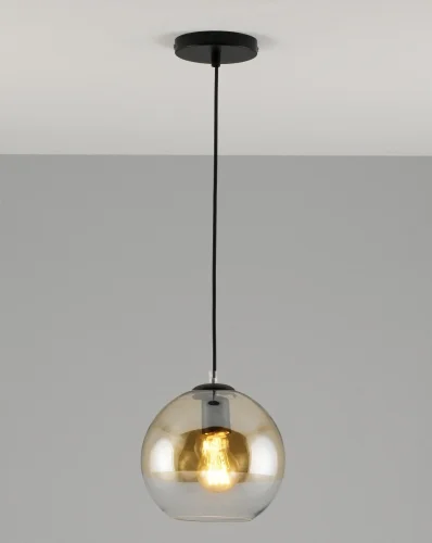 Светильник подвесной Silestia V1691-1P Moderli прозрачный янтарный 1 лампа, основание чёрное в стиле современный лофт  фото 4
