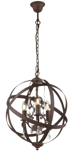 Люстра подвесная лофт GOBI 15815-3 Globo коричневая на 3 лампы, основание коричневое в стиле лофт 
