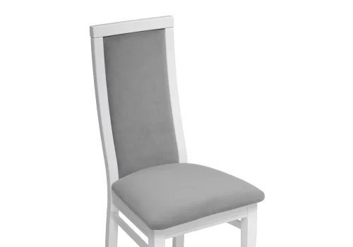 Деревянный стул Давиано серый велюр / белый 515977 Woodville, серый/велюр, ножки/массив бука дерево/белый, размеры - ****450*540 фото 5