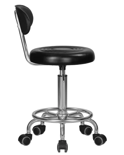 Табурет мастера DOBRIN BILLY (черный) цвет сиденья черный, цвет основания хромированная сталь Dobrin, чёрный/экокожа, ножки/металл/, размеры - 690*850**** фото 3