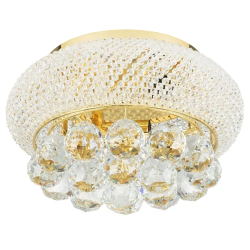 Люстра потолочная MONILE 704032 Osgona белая прозрачная на 3 лампы, основание золотое в стиле арт-деко 