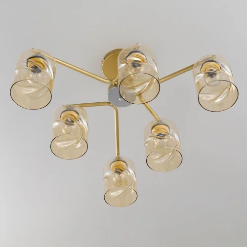 Люстра потолочная Клод CL137162 Citilux янтарная на 6 ламп, основание золотое в стиле современный  фото 4