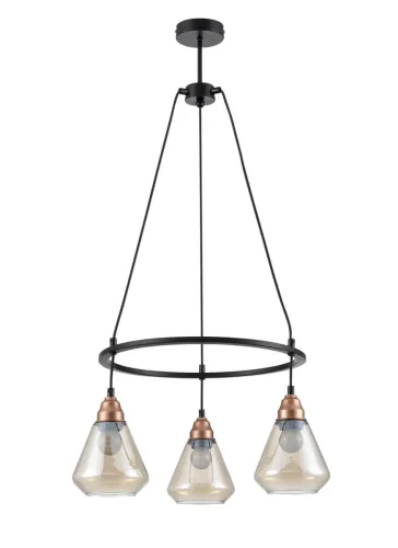 Люстра подвесная Norina VL5842P03 Vele Luce янтарная на 3 лампы, основание чёрное в стиле современный лофт фото 2