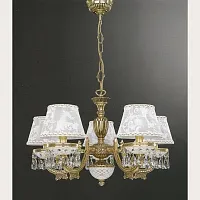 Люстра подвесная  L 7130/5 Reccagni Angelo белая на 5 ламп, основание золотое в стиле классический 