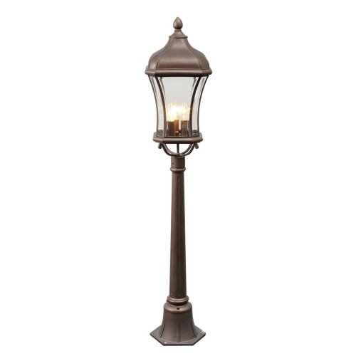 Парковый светильник Шато 800040203 Chiaro уличный IP44 коричневый 3 лампы, плафон прозрачный в стиле классический E14