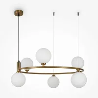 Люстра подвесная Ring MOD013PL-06BS1 Maytoni белая на 6 ламп, основание латунь в стиле современный шар