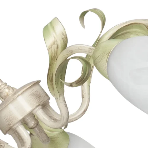 Люстра потолочная V1535/5PL Vitaluce белая на 5 ламп, основание бежевое в стиле флористика  фото 2