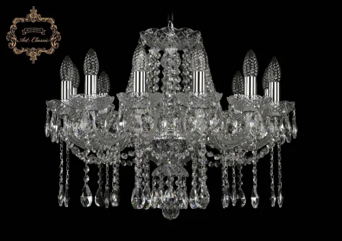 Люстра подвесная хрустальная 11.12.12.195.Cr.Sp Bohemia Art Classic прозрачная на 12 ламп, основание хром в стиле классический 