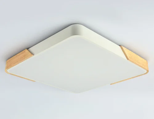 Светильник потолочный LED FZ1313 Ambrella light белый 1 лампа, основание коричневое белое в стиле современный хай-тек тарелка квадраты фото 3