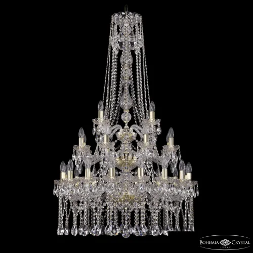 Люстра подвесная 1413/16+8+4/300/h-134/3d G Bohemia Ivele Crystal без плафона на 28 ламп, основание золотое в стиле классический sp