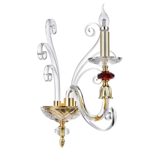 Бра CATARINA AP1 GOLD/TRANSPARENT-COGNAC Crystal Lux без плафона на 1 лампу, основание золотое прозрачное в стиле арт-деко 