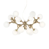 Светильник подвесной NODI SP15 OTTONE SATINATO Ideal Lux белый 15 ламп, основание латунь в стиле современный молекула шар
